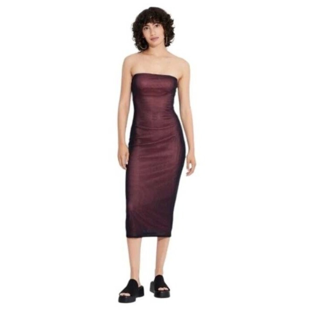 Women's‎ Size XXS Black Mesh Midi Dress Wild Fable New With Tags